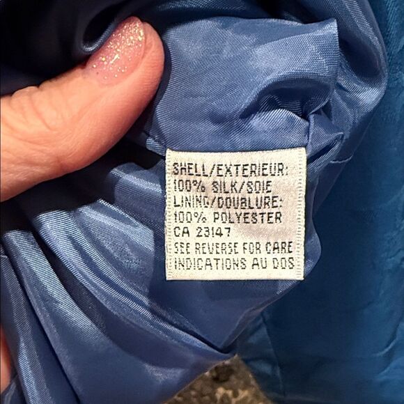 Talbots Teal Blue 100% Silk Blazer Size 10 - Picture 3 of 4